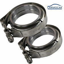 Two 2.5 Stainless Steel V-band Flange Clamp Kit For Turbo Exhaust Downpipes