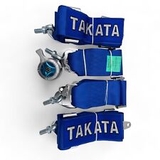Takata 4 Points Snap-on 3 Seat Belt Harness Universal Racing Blue With Camlock