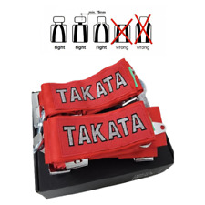 Takata Red Racing Seat Belt Harness 4 Point 3 Snap On Camlock Universal