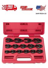 Crow Foot Flare Nut Wrench Set 15pc 38 12in Drive Ratchet Extension Large Tool