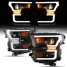 For 2015 2016 2017 Ford F150 Led Projector Headlights Led Strip Lamp Black Clear