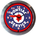 Pontiac Service Neon Clock Sign Garage Open Indian Head Gto Trans Am Firebird