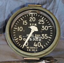 Vintage Sw 501-d Tachometer Military Tach Ms 35916-2 Stewart Warner Tach 0-40