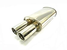 Obx Universal Mv Oval Muffler With Dual Round Tips 3 Inlet