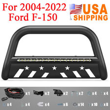 Led Bull Bar For 2004-2022 Ford F150 Brush Push Front Bumper Grill Grille Guard