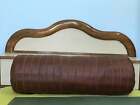 Noora Genuine Brown Leather Bolster Round Shaped Bolster Floor Cushion Cover
