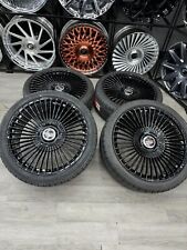 26 Inch Cadillac Escalade Rims Wheels Tire 4 Set 6x139 Platinum Triple Black 25