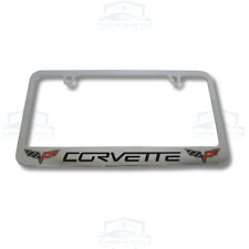 Chevrolet Corvette C6 Flag Dual Logo Chrome License Plate Frame Official License