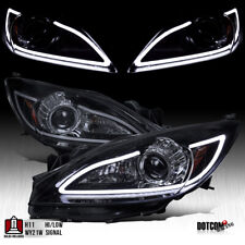 Fit 2010-2013 Mazda 3 Led Bar Projector Headlights Lamps Assembly Black Smoke