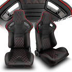 Black Pvc Leatherblue Stripred Stitch Leftright Recaro Style Racing Seats