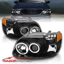 1995-2001 Ford Explorer Black Led Halo Projector Headlights Pairs With Bulbs