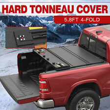 5.75.8ft 4-fold Hard Truck Bed Tonneau Cover For 2009-2024 Ram 1500 Waterproof