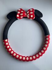Plush Minnie Mouse Steering Wheel Cover 14.5 Wide Floppy Ears And Bow