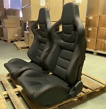 1pair Universal Car Racing Seats Pvc Leather With 2 Sliders Sport Seats