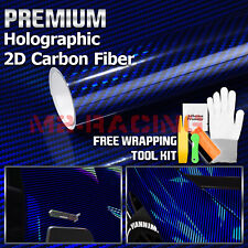 Holographic Carbon Fiber Blue Laser Chrome Car Vinyl Wrap Sheet Decal Sticker