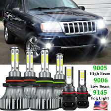 For Jeep Grand Cherokee 1999-2004 6x Led Headlight Bulbs Hilow Beam Fog Lights