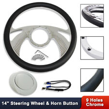 Gm 14 Chrome Billet Wings Aluminum Steering Wheel 9 Holes Smooth Horn Button
