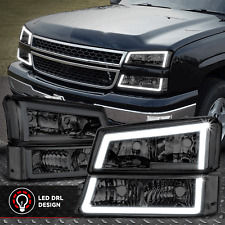 C-led Drl For 03-07 Silverdo Avalanche Truck Headlightsbumper Lamps Smoked