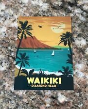 Waikiki Sticker - Hawaiian Islands Oahu Hawaii Diamond Head Beach Surf Travel