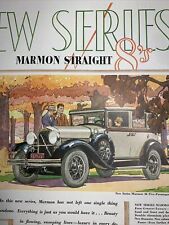 1928 Marmon Straight 8  Auto Car Ad Color Art Deco Flapper Girl Dapper Man