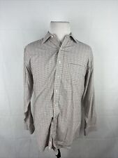 Brooks Brothers Mens Beige Plaid Cotton Blend Dress Shirt 17 - 35 125