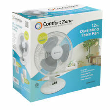 Comfort Zone 12 Inch Oscillating Table Fan-white Quiet Operation 3 Speeds