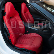 Chevrolet Corvette C7 All Red Honeycomb Custom Leather Interior Seat Cover
