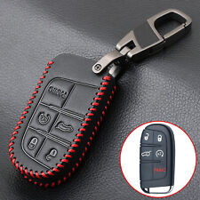 Leather Remote Key Fob Cover Case For Jeep Grand Cherokee Chrysler Dodge Fiat