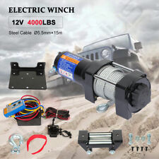 4000lbs Winch Atv Utv 12v Electric Off Road Steel Cable W 4-way Roller Remote