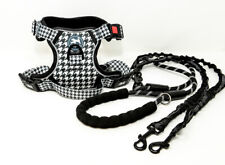Poypet Harness Large Adjustable No Choke Houndstooth With Double Leash