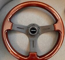 Nrg Steering Wheel 330mm Brown Wood Wblack Matte Spoke - Fits 240z