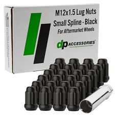 Black M12x1.50 Closed End Spline Tuner Lug Nuts - 19mm Hex - Set Of 24