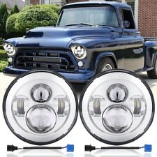 Pair 7 Inch Round Led Headlight Hilo Beam Projector For Chevy Truck Camaro C10