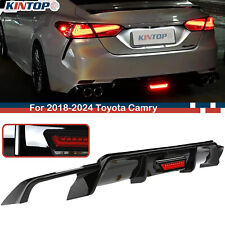Rear Bumper Diffuser For 2018-2024 Toyota Camry Se Xse Glossy Black W Led Light