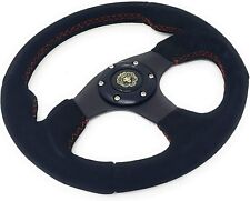 Steering Wheel Race Style Alcantara Suede Leather With Black Red Stitch Horn