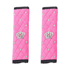 2pcs Universal Bling Crown Car Pink Safety Seat Belt Pad Shoulder Strap Cover