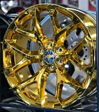 26 Inch Snowflake Gold Plated Wheels Tires Yukon Sierra Silverado Tahoe Ck156