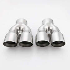 Pair 3 Inch Inlet Quad 3 Inch Out Dual Wall Round Stainless Steel Exhaust Tips