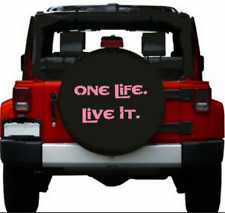 13inch Car Spare Wheel Tire Covers One Life Live It Pink Logo Heavy Vinyl Black