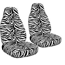 New High Back Black White Zebra Print Seat Covers For Bucket Seats 2pc