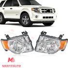 Fits 2008-2012 Ford Escape Headlights Headlamps Chrome Housing Amber Corner Pair