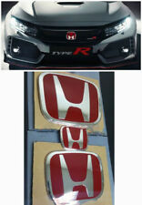 3pcs Frontrearsteering Red H Emblem Fit For 2006-15 Honda Civic Sedan 4 Door