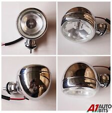 1x 4 Metal Chrome Vintage Bike Retro Headlight Fog Spot Light Head Lamp 12v 55w
