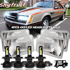 4pcs 4x6 Inch Led Headlights Highlow Halo Beam Bulb For Ford Mustang 1979-1986