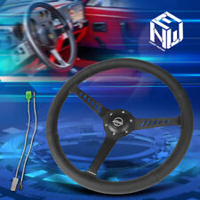 Nrg Rst-380stl-b Black 6 Hole 380mm 2.25deep Dish Leather Racing Steering Wheel