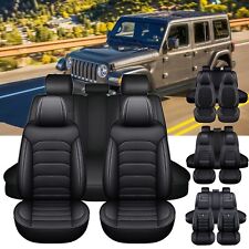 For Jeep Wrangler Car 5 Seat Covers Front Rear Full Set Pu Leather Cushion Pad
