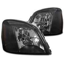 For 2000-2005 Cadillac Deville Crystal Style Black Headlights Headlamp New Pair