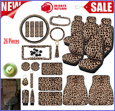 Black Leopard Print Car Seat Covers Full Set 26 Pieces Cheetah Car Accessories