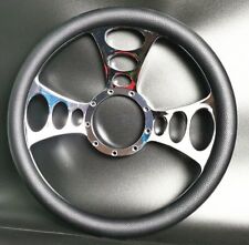 14 Nine Hole Billet Aluminum 9 Holes Chrome Steering Wheel W Half Wrap Leather