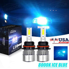 9007 Hb5 Blue Led Headlight Bulbs High Low Beam 8000k White Fanless Bright 2x
